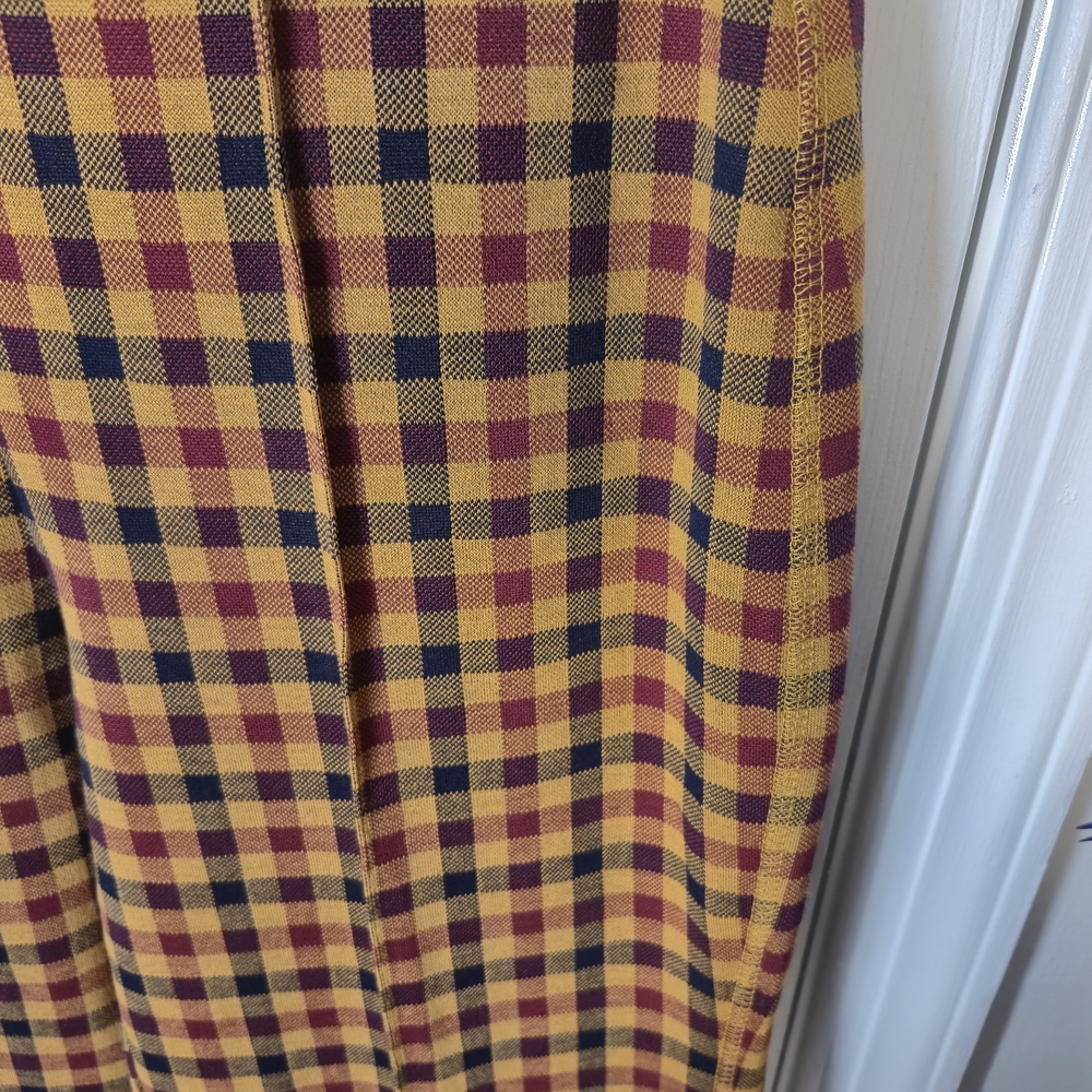 Philosophy Republic Mustard & Burgundy Plaid Flare High Waist Pants Size: M - Picture 7 of 10